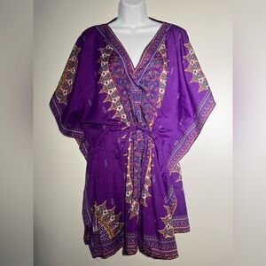 Purple Bohemian Kaftan Dress coverup Gypsy whimsical